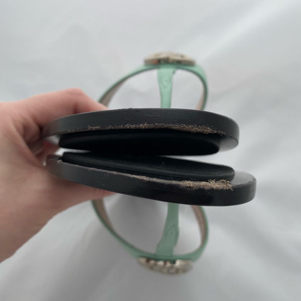 Gucci Marmont GG Thong Leather Water Green EU 37.5 US 7.5 Flip Flop Flat Sandals - Picture 10 of 16